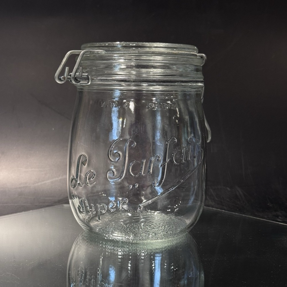 Bocal‎ Le Parfait "Super" Clear Glass Clamp Flip Top Lid Jar Canister France
